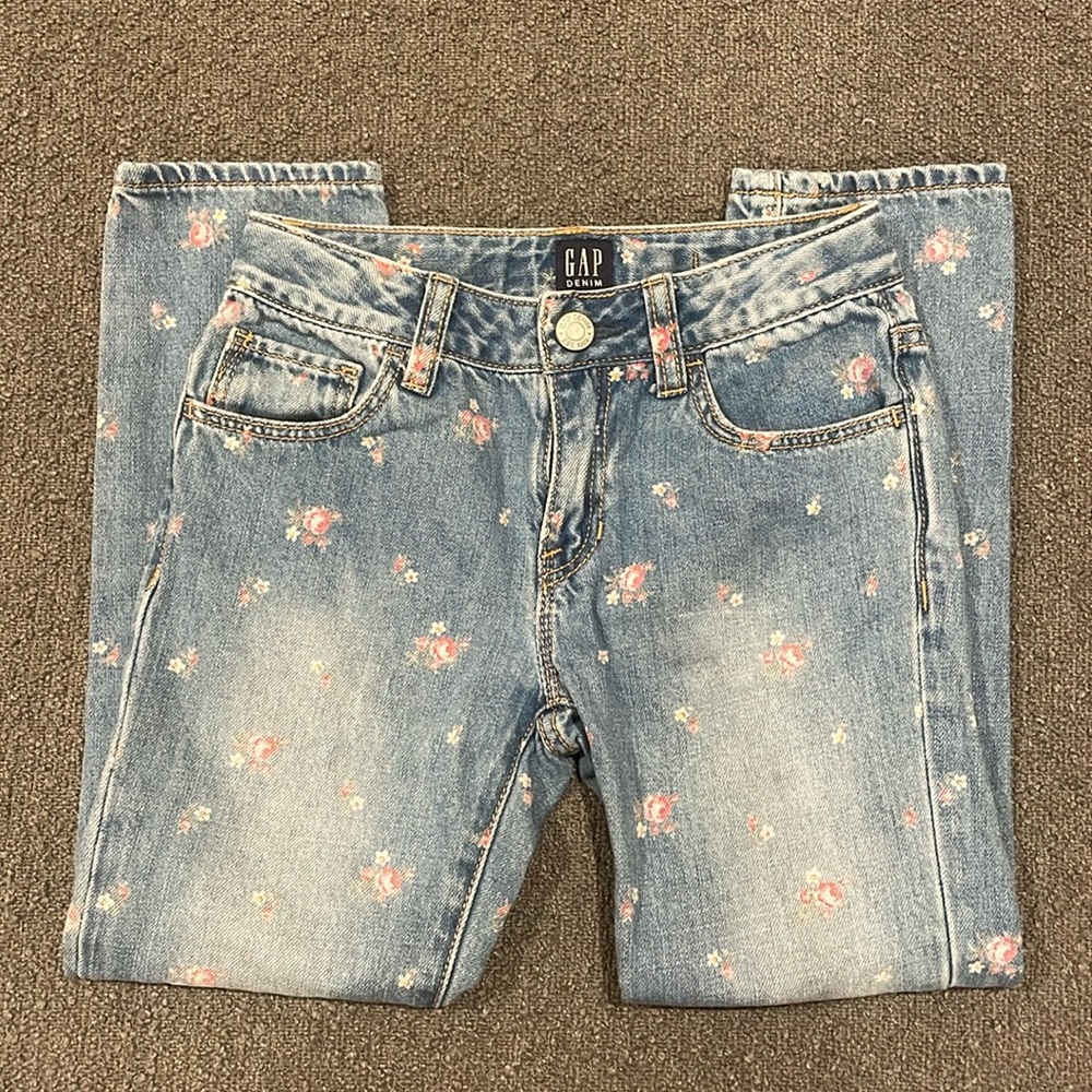 Gap Denim Jeans with Floral Print Regular Girlfriend Sz 6 - Gap for Good